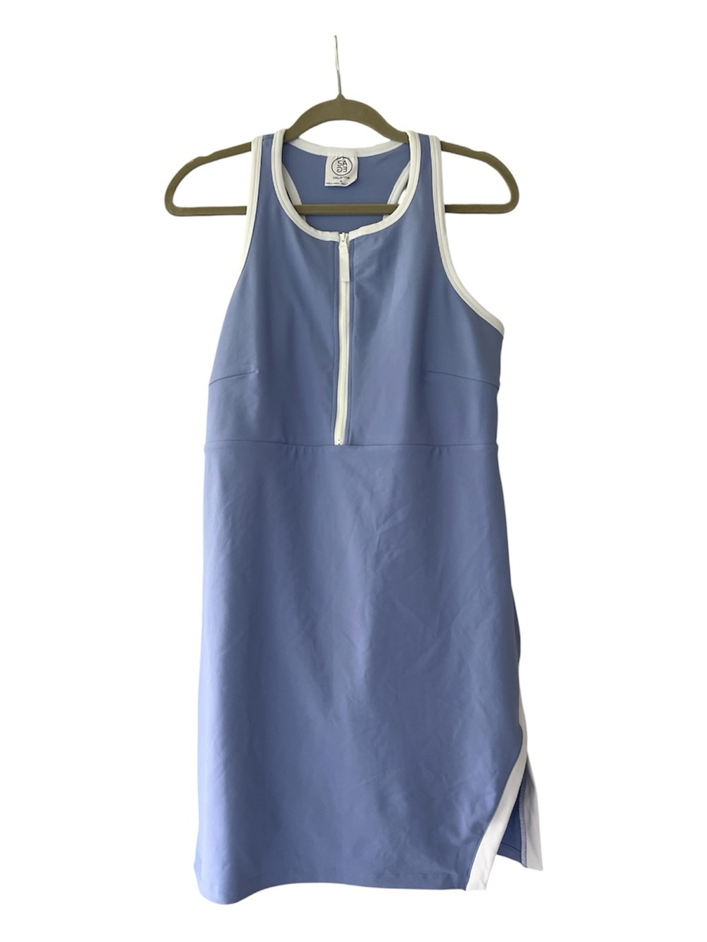 Sage Light Blue Athletic Dress with Shorts and zipper size XL